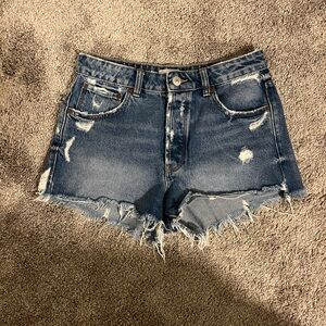 Zara Blue Distressed Jean Shorts